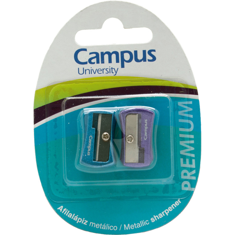 SACAPUNTAS CUÑA CAMPUS UNIVERSITY PREMIUM METALICO BLISTER 2 UNIDADES