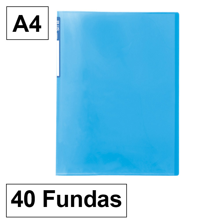 CARPETA PLUS OFFICE POLIPROPILENO SEMI RIGIDO 40 FUNDAS TRANSPARENTES POLIPROPILENO A4 COLOR AZUL