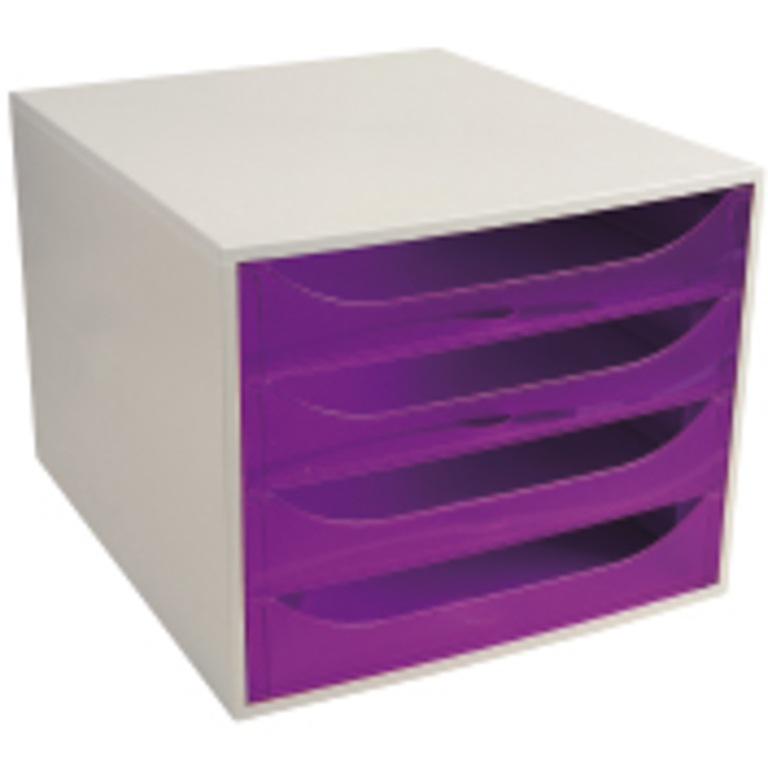 MÓDULO ARCHIVADOR EXACOMPTA 384X384X290 MM 4 CAJONES COLOR VIOLETA TRASLÚCIDO
