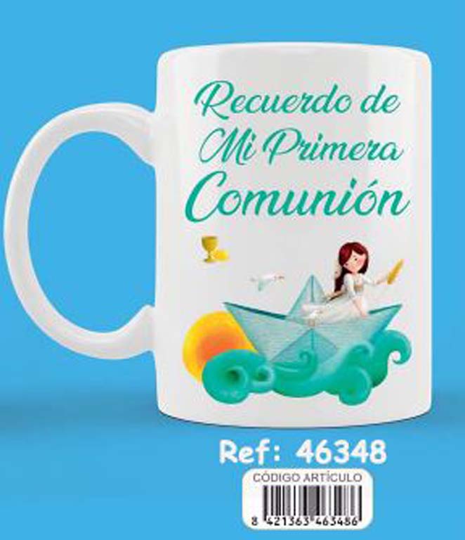 TAZA COMUNION NIÑA BARCO