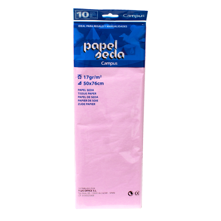 PAPEL DE SEDA CAMPUS COLLEGE 50X76 CM ROSA CLARO BOLSA 10 HOJAS DOBLADAS	