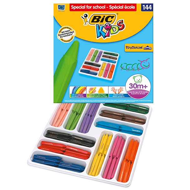 CERAS PLÁSTICAS BIC PLASTIDECOR KIDS 12 COLORES X 12 UNIDADES