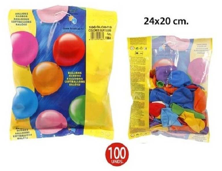 GLOBOS REDONDOS 24 CMS BOLSA 100 UNID